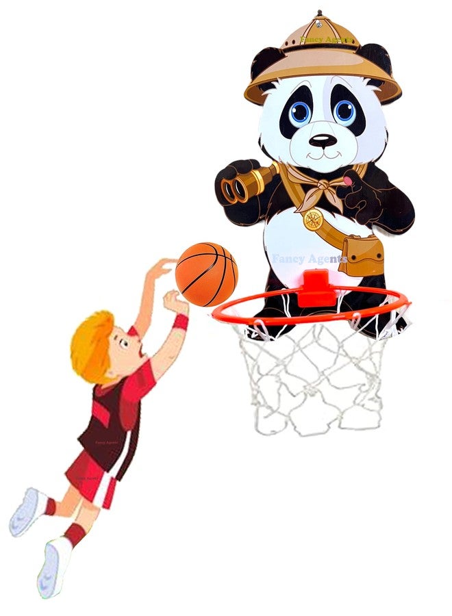 Fancy Agents Basket Ball for Kids for Boys/Girls| Basketball Portable Set with Hanging Board, Ring Net for Indoor and Outdoor Games| Birthday & Return Gift Set Standard (Panda Basketball Set) - Image 1